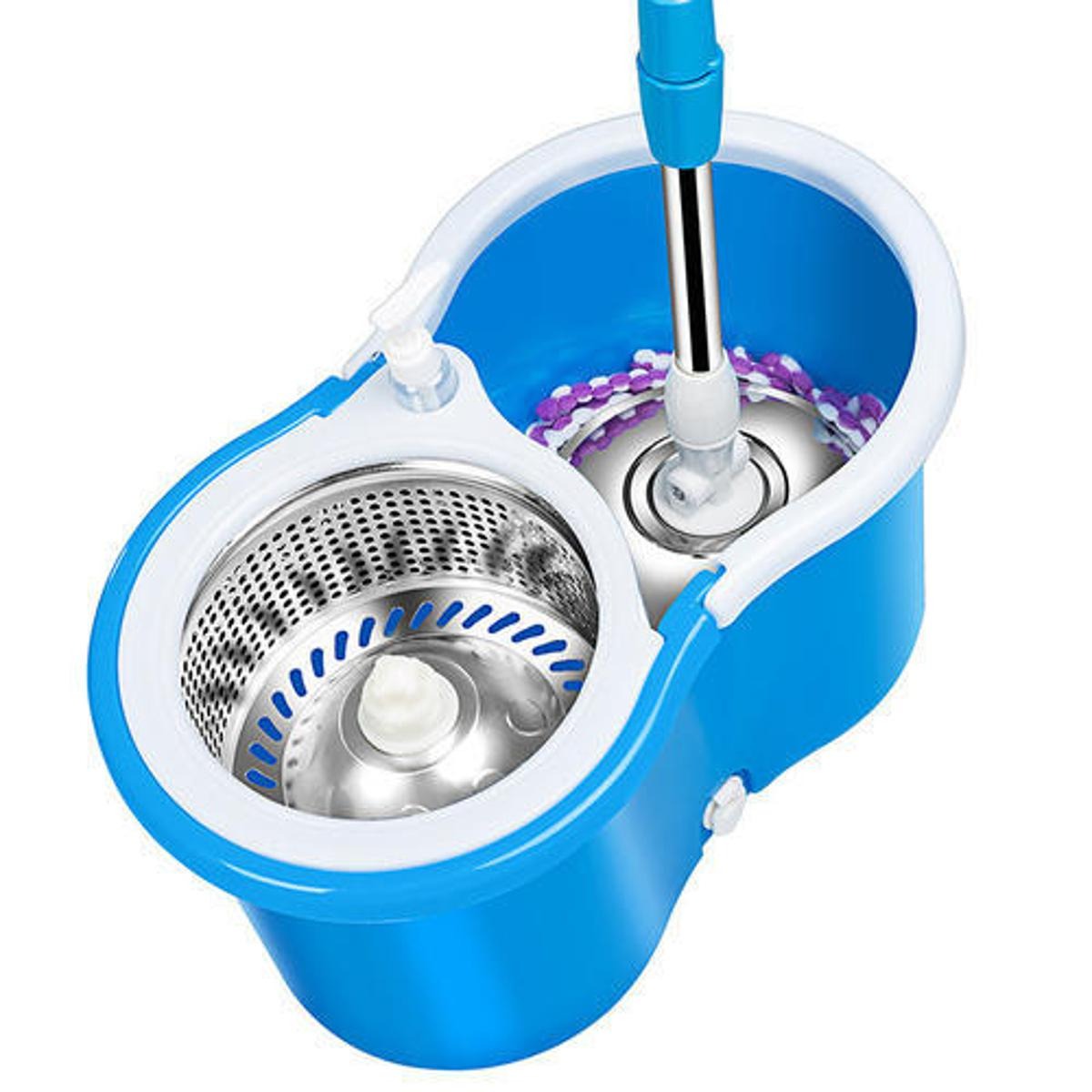 360° Rotating Spin Mop with Stainless Steel Bucket | Microfiber Mop Head | Home & Office Floor Cleaner