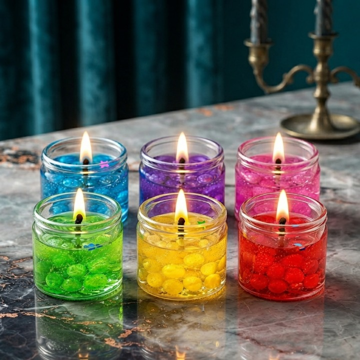 Seashell Jell Glass Candles – Pack of 6 | Tea Light Candles in Glass Holder | Home Decor (Multi Color)