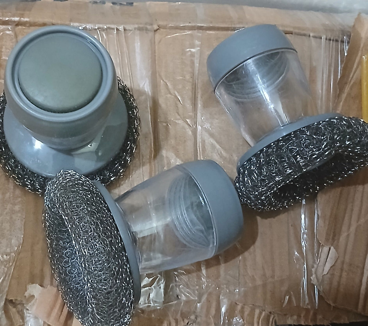 Soap Dispensing Scrubber Brush – Pack of 3 | Dish Scrubber with Soap Dispenser