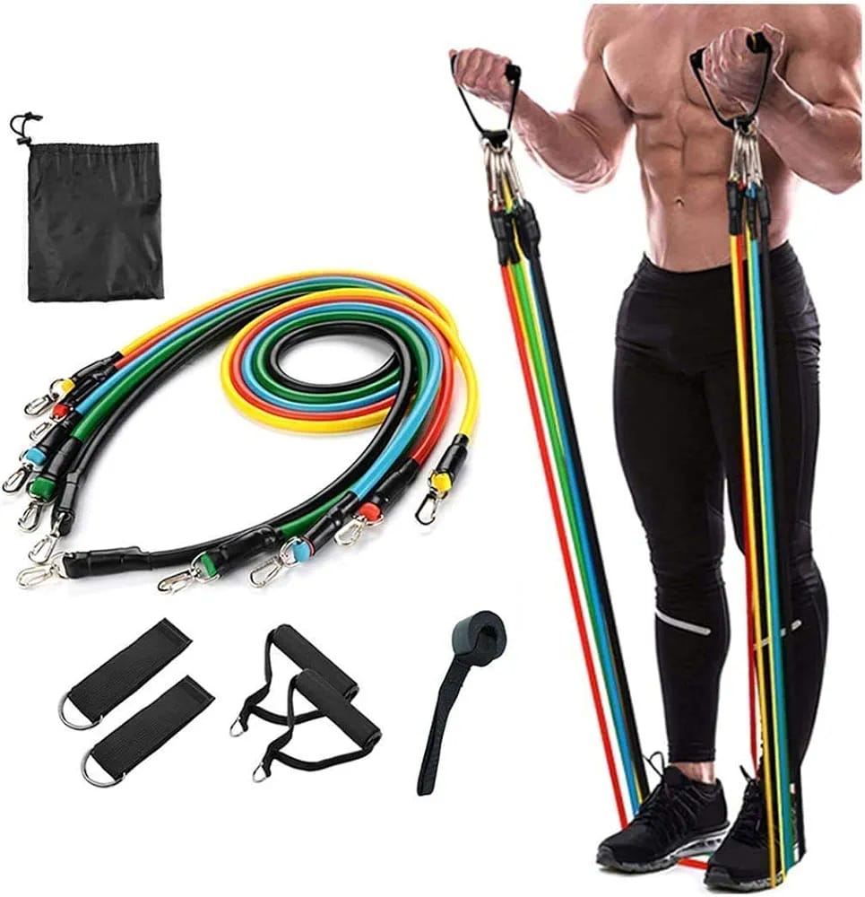 11 In 1 Natural Rubber Power Resistance Bands Set